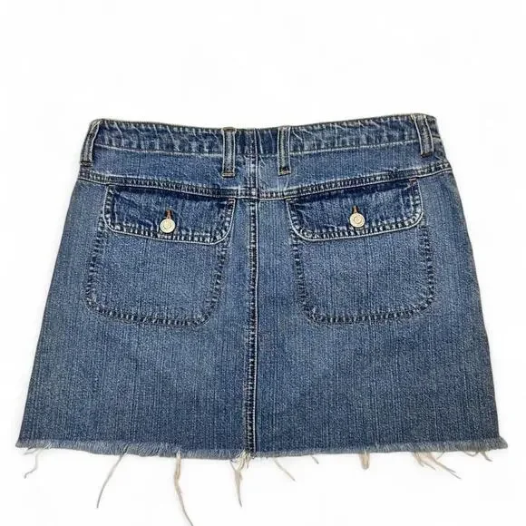 Old Navy Vintage Early 2000s Denim Mini Skirt Cute Back Pockets Size4 100%Cotton - Picture 1 of 4